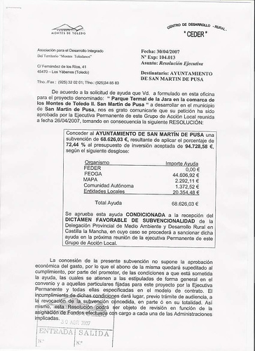 Subvenci&oacute;n para el proyecto del Balneario